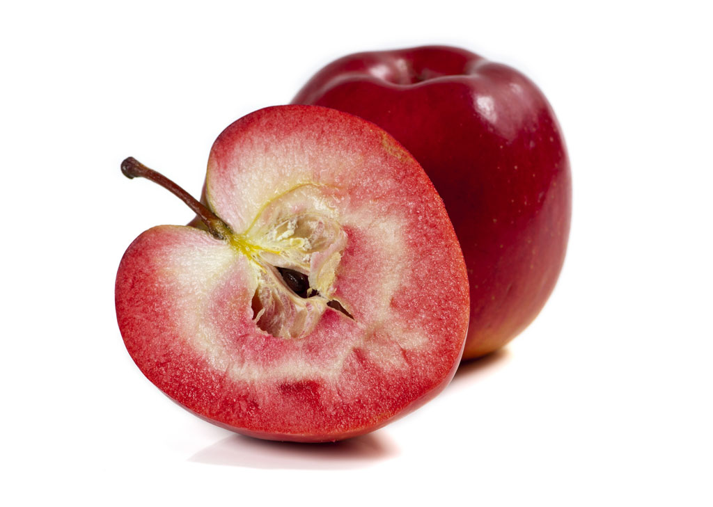 La Pomme à chair rouge, riche en anthocyane.